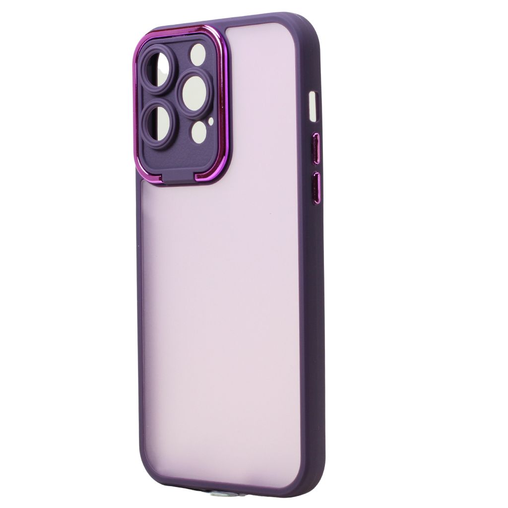 Matte Corner Bumper Case for iPHONE 14 Pro Max - Camera Protection - Purple Edge Cover